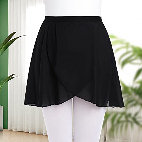 Soudittur Falda de Abrigo la Ballet Danza Pull On Gasa Falda de Baile con Cintura Elástica para Niña Mujer (L, Negro)