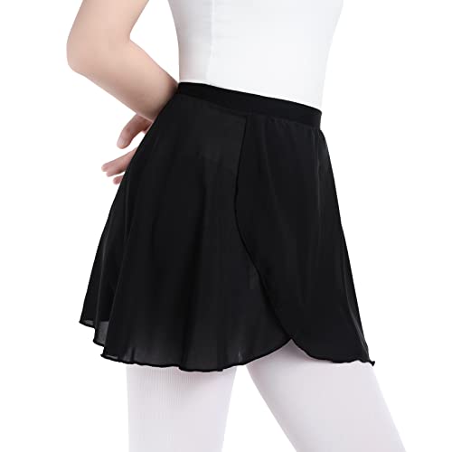 Soudittur Falda de Abrigo la Ballet Danza Pull On Gasa Falda de Baile con Cintura Elástica para Niña Mujer (M, Negro)