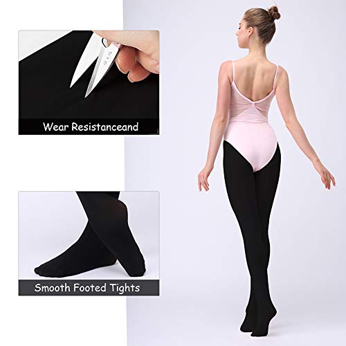 Soudittur Medias de Ballet Danza Para Niñas y Mujer 90 DEN en Negro, S (110-125 cm)