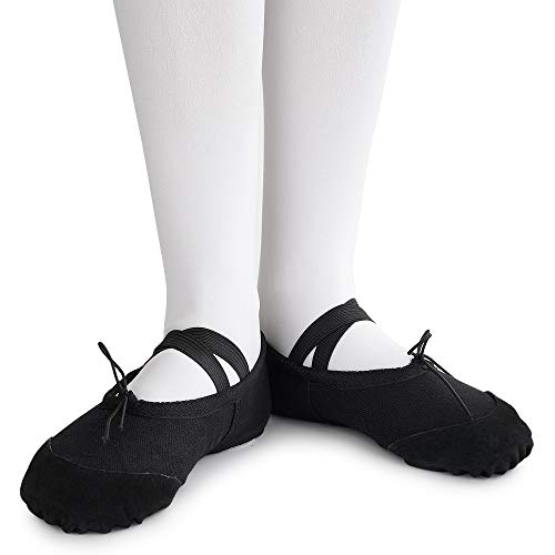 Soudittur Zapatillas de Ballet Suela Partida de Cuero Calzado de Danza para Niña y Mujer Adultos Negras Tallas 36