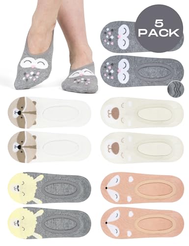 soxo Colores Calcetines Invisibles Mujer Socks Cortos Algodon Pinkies Divertidos 35-40 5 Pares