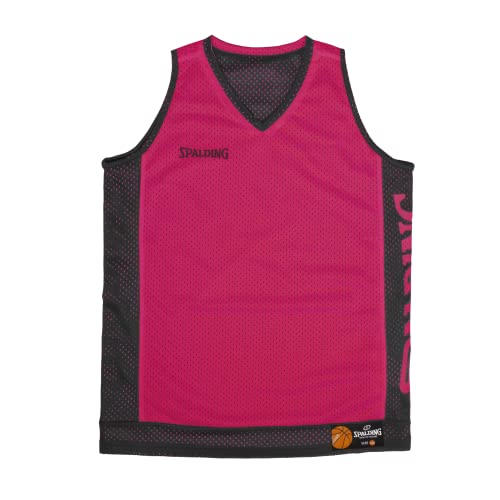 Spalding - Camiseta de Tirantes Reversible - Top de Baloncesto - Fucsia/Negro - Talla L - Ropa Deportiva - Baloncesto