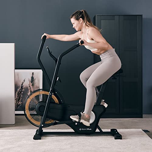 SportPlus | Newest edition | Bicicleta de aire profesional con resistencia al aire y compatibilidad con aplicaciones, entrenador HIIT, ordenador de entrenamiento inteligente, hasta 135 kg