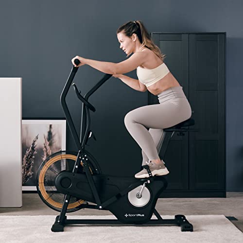 SportPlus | Newest edition | Bicicleta de aire profesional con resistencia al aire y compatibilidad con aplicaciones, entrenador HIIT, ordenador de entrenamiento inteligente, hasta 135 kg