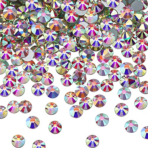 SS20 AB Crystal Diamante de imitación de diamantes de imitación de espalda plana Piedras de imitación redondas Cristales iridiscentes Cuentas redondas Vidrio de espalda plana (1440)