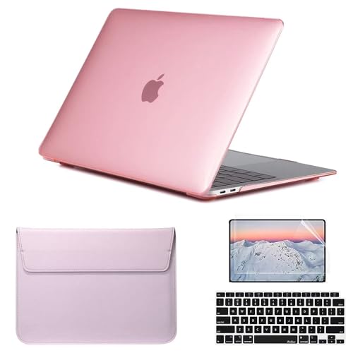 SsHhUu Funda para 4 in 1 MacBook 12 Pulgadas Retina A1534, Plástico Carcasa con Protector de Pantalla & Piel de Teclado & Funda para portátil para MacBook 12 Pulgadas (Model: A1534, 2015-2017) Rosa
