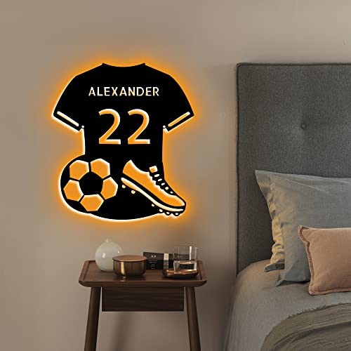SSRUI - Letrero de neón personalizado de fútbol con LED para decoración de pared, alimentado por USB con interruptor regulable, para dormitorio, decoración deportiva, fiesta, bar, regalo de Navidad y