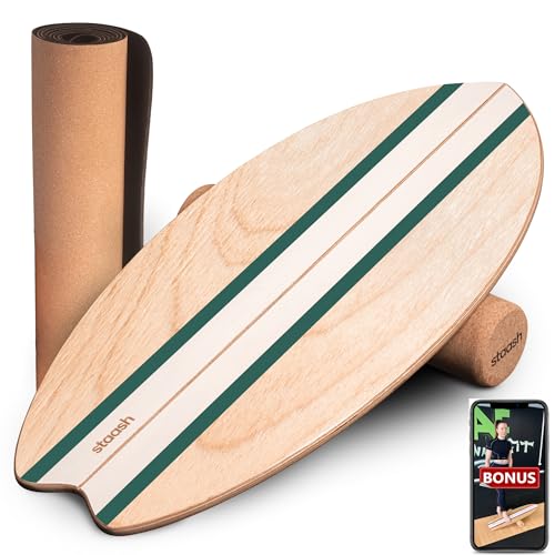 STAASH® Sup Balance Board Kit + Free Videos – Tabla de Equilibrio para Fitness, Yoga & Surf (Verde)