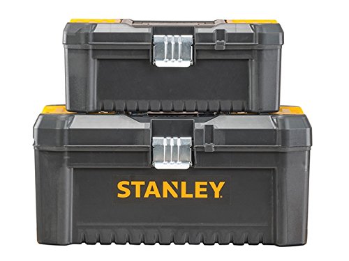 Stanley STST1 – 75772 - Bonus Pack 2 Cajas de herramientas de plástico 12.5"/32cm + 19"/48cm , Cierres de metal, Negro/Amarillo