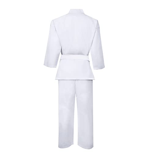 Starpro Karate Gi - Uniforme Profesional para Entrenamiento y competición - Kimono Karate de algodón Ligero Blanco con cinturón - Hombres Mujeres y Niños - 110-190 cm - Brillante Blanco