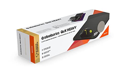 SteelSeries QcK Heavy M - Alfombrilla de ratón para juegos - Base de goma antideslizante extragruesa - Optimizada para sensores de juegos - Tamaño M (320mm x 270mm x 6mm)