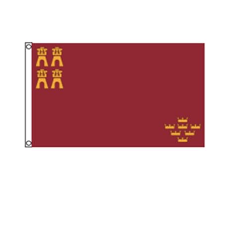 Stormflag Bandera de Murcia 90cmx150cm Bandera de la REGIÓN DE Murcia 3x5ft poliéster 90g, 2 ojales de metal costura doble con ojal