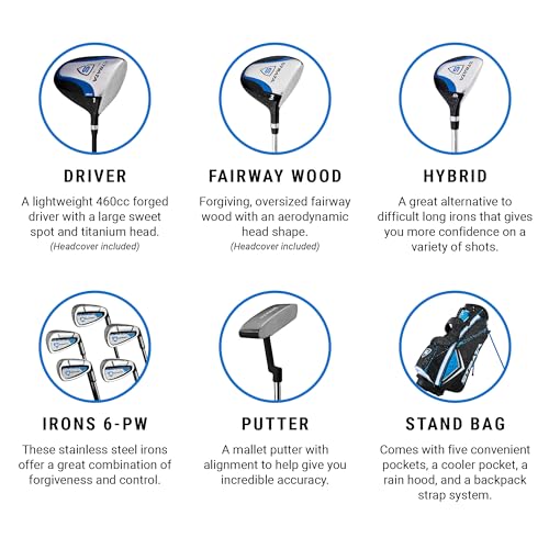 STRATA - Paquete completo de palos de golf para hombre, Mano derecha, Azul, Conjunto regular de 12 piezas