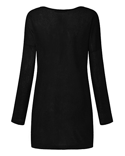 Style Dome Jerseys de Punto Mujer Largos Sudadera Casual Cuello V Manga Larga Otoño Vestidos Plus Tamaño Tops Camisas Suéter Suelta Negro L
