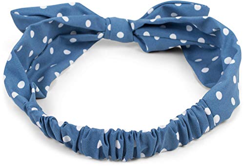 styleBREAKER cinta para el pelo de mujer con motivo de lunares, lazo flexible y goma elástica, cinta para la frente, pinup, rockabilly 04026036, color:azul