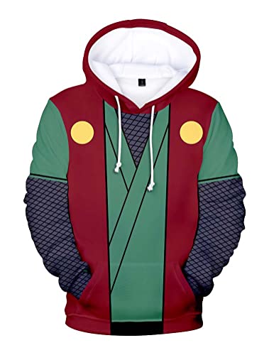 Sudadera con capucha de anime con impresión 3D, ropa de calle, disfraz de Jiraiya Gama Sennin Cosplay, disfraz para hombre y mujer, unisex, verde, 5XL (pecho 140 cm)