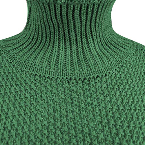 Suéter Casual para Mujer Jersey de Manga Larga Color sólido de Punto Blusa de Cuello Alto Color sólido Tops Outwear cálida cómoda Informal de Fiesta otoño e Invierno(Verde,XXXL)