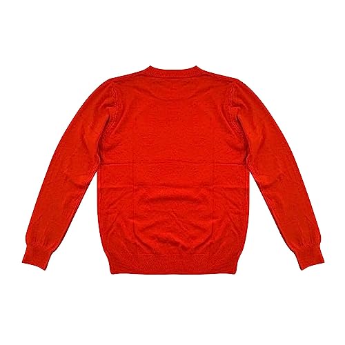 Suéter Holgado de Manga Larga con Cuello Redondo para Mujer, Camisa de Parte Inferior de Punto de Color sólido (Red, M)
