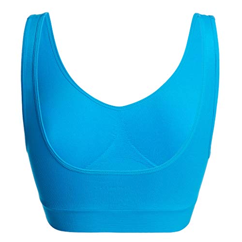 Sujetador Básico para Mujeres | Sin Costuras Sin Aros | El Confort Bra (wellbra_sngl)(M, Azul)