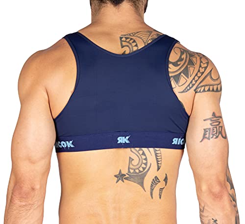 Sujetador deportivo acolchado para hombre Fitness Running Workout T-Shirt Yoga Tank Top Ricok Couture, Azul oscuro, Small