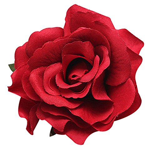 Sukisuki Sweety - Horquilla para el pelo con diseño de flores y rosas (tamaño grande), color rojo