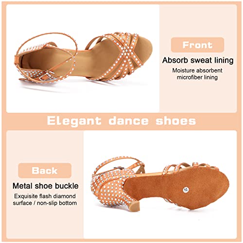 SUKUTU Zapatos de Baile Latino para Mujer Rhinestones de salón Tango Chacha Samba Zapatos de Baile de Jazz Moderno