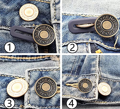 Sumbirg 10 Piezas Extensor de Cintura de Pantalones Botones Retráctiles de Jeans Botón Extendido Ajustable Para Pantalones Vaqueros,Pantalones y Falda