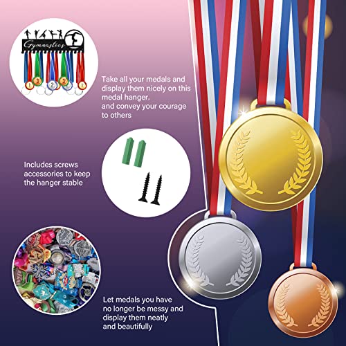 SUPERDANT Soporte para Medallas de Gimnasia Femenina Soporte para Medallas Deportivas Colgador para 50+ Medallas Premios Cinta Colgador de Pared