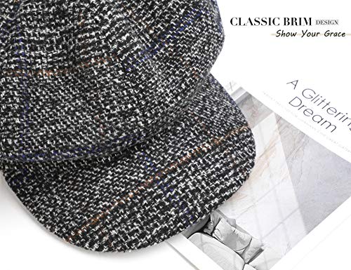 Superora Boinas Mujer Sombreros Gorras Invierno Francesa Tartán Vintage Casual Clásico Caliente Beret Francés Beanie Cozy Enrejado