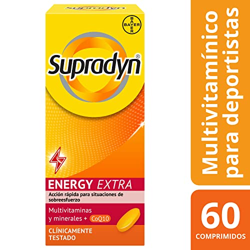 Supradyn Energy Extra con Vitaminas, Minerales y Coenzima Q10 para Deportistas, Ayuda a Activar y Mantener tu Energía y Vitalidad en Situaciones de Mayor Desgaste, 60 Comprimidos