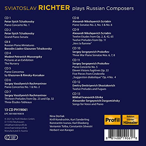Sviatoslav Richter joue les Compositeurs Russes