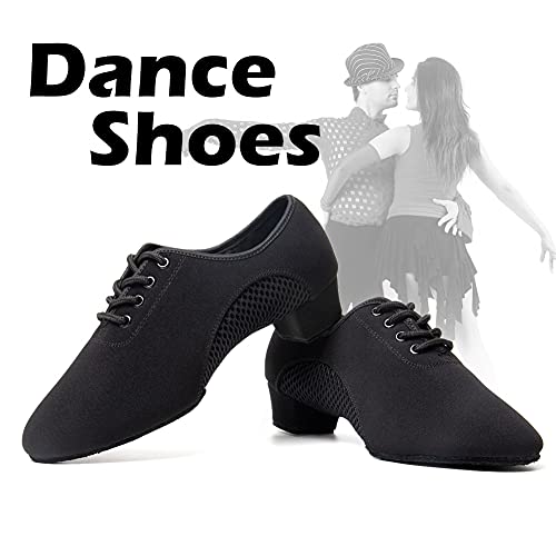 SWDZM Zapatos de Baile Latino Mujer y Hombres Punta Cerrada de Salón Salsa Tango práctica Zapatos de Baile,MF2805,Heel-3.5cm,Negro,41EU