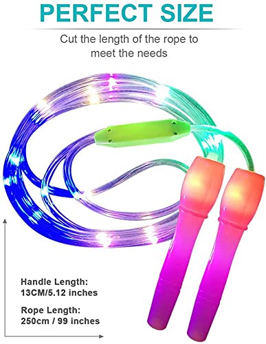Sweelive Pack de 2 luces LED de cuerda para saltar con iluminación, longitud ajustable y tres modos de iluminación cuerda para saltar la velocidad para niños, espectáculo de luces, fitness