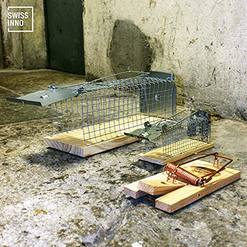 SWISSINNO Jaula para Ratas, Construida en madera y metal, Atrapar + soltar, Diseño seguro, Uso interior y exterior, Segura para niños y mascotas, Fabricado en Europa: 1x Trampa