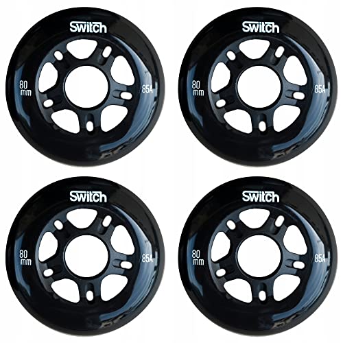 Switch Roller Blade Wheels - Juego de 8 ruedas (80 mm, 85 A, con cojinetes ABEC 9), color negro