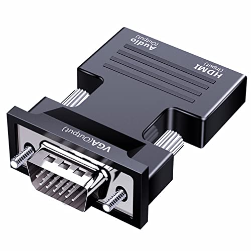 SZJUNXIAO Adaptador HDMI a VGA, Adaptador de HDMI a VGA con Cable de Audio 1080P 60Hz Convertidor de Vídeo Audio HDMI Hembra a VGA Macho Adaptador para PC Computadora Portátil a Monitor Proyector TV
