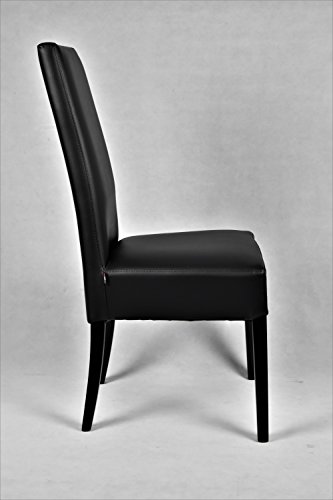 t m c s Tommychairs - Set 4 sillas Luisa para Cocina, Comedor, Bar y Restaurante, solida Estructura en Madera de Haya y Asiento tapizado en Polipiel Negro