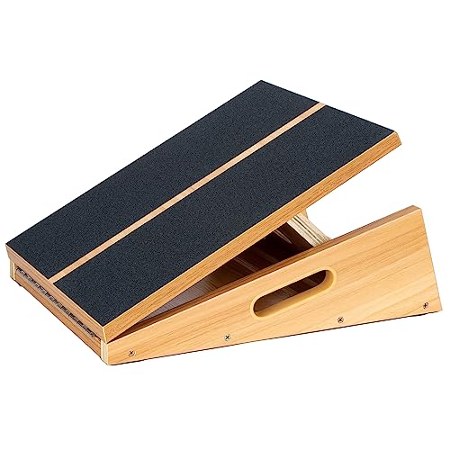Tabla inclinada de madera profesional, tabla inclinada ajustable y estirador de pantorrilla, tabla elástica, diseño de mango lateral extra para portabilidad