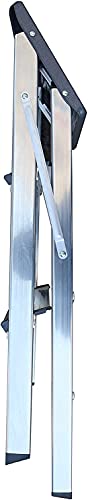 Taburete Plegable Escalera Aluminio 3 peldaños de Tijera Super Resistente hasta 150Kg Acero y alumino Antideslizante Altura de Trabajo hasta 245cm (3 Peldaños)
