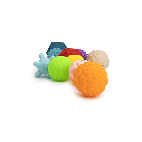 Tachan - Set de 10 Pelotas sensoriales, Fabricadas en Material Suave de Goma con Colores Diferentes y Texturas Diferentes para experimentar con los Sentido (785T00611)