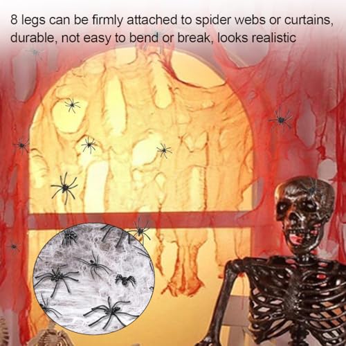 Tadipri 60 Piezas Halloween arañas realistas, plástico pequeño Juguete Falso araña Negro arañas Falsas Terror Divertido Broma apoyos para la decoración de la Fiesta de Halloween