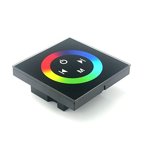Taikuwu Controlador de panel táctil LED RGB negro 12-24V 288W óptica de diseño de vidrio para tiras de cambio de color 4 pines