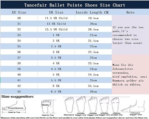 Tancefair Feria de tancia Zapatos de Punta de Ballet Mancha Zapatos de Baile con Banda Cosida y Almohadillas de Silicona para los Dedos de los pies para niñas y Mujeres