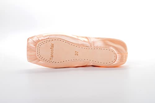 Tancefair Zapatos de Punta de Ballet Profesional Zapatos de Ballet Rosa Zapatos de Baile con Banda Cosida y Almohadillas de Silicona para niñas y Mujeres (Elija una Talla más Grande)