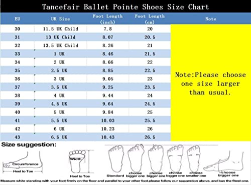 Tancefair Zapatos de Punta de Ballet Profesional Zapatos de Ballet Rosa Zapatos de Baile con Banda Cosida y Almohadillas de Silicona para niñas y Mujeres (Elija una Talla más Grande)