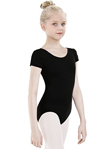 tanzdunsje Maillot de ballet Maillot de baile para niñas mujeres Leotardos de gimnasia de algodón de manga corta talla 110