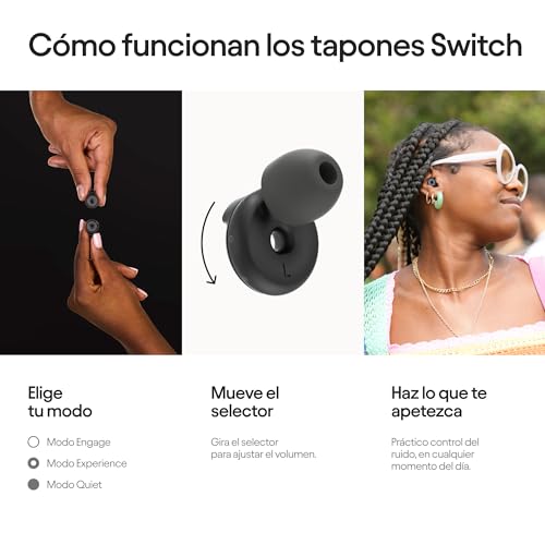 Tapones Loop Switch – Tapones antirruido 3 en 1 | Protección auditiva reusable para la concentración, viajes, música y eventos, reuniones sociales, padres y madres y sensibilidad al ruido | Ajustables