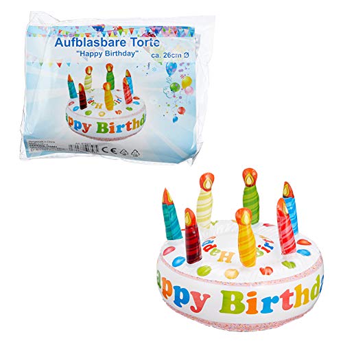 Tarta hinchable "Happy Birthday", 26 cm