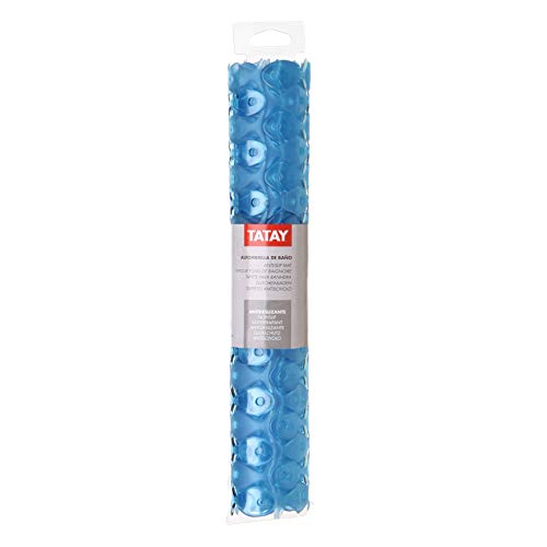Tatay Alfombra de Bañera Antideslizante de PVC con Ventosas, Resistentes a Moho y Microbios, Anti-Bacteriano, Diseño Piscis, Azul. Medidas 70 x 36 cm