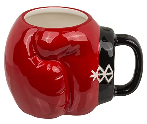 Taza de café con diseño de guante de boxeo, cerámica, 500 m, color rojo y negro